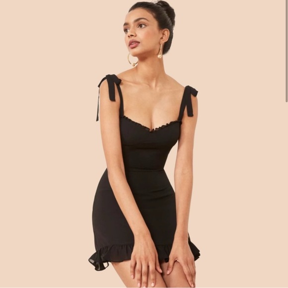NWOT Reformation Christine Mini Black dress 8 - Picture 2 of 8